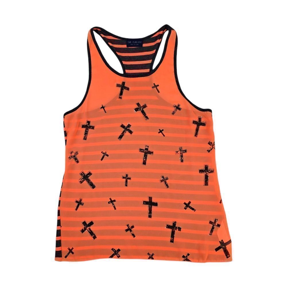 The Classic Orange and Black Striped Tank Top